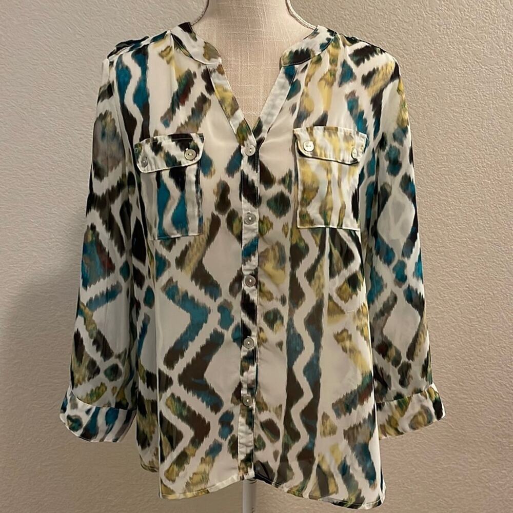 Women’s Maurice’s Sheer Abstract Blouse Size Large